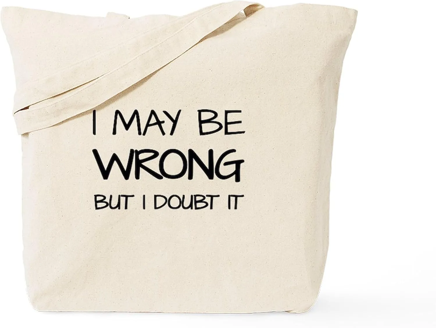 CafePress I MAY BE WRONG Tote Bag Reusable Natural Beige Canvas Shopping Bag