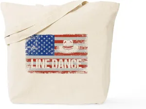 CafePress Line Dance Line Dancing American F Reusable Natural Beige Canvas Shopping Bag