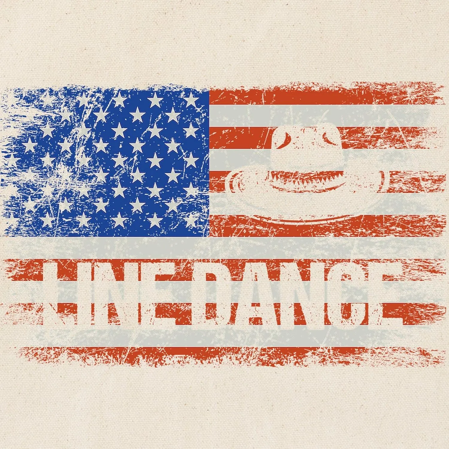 CafePress Line Dance Line Dancing American F Reusable Natural Beige Canvas Shopping Bag