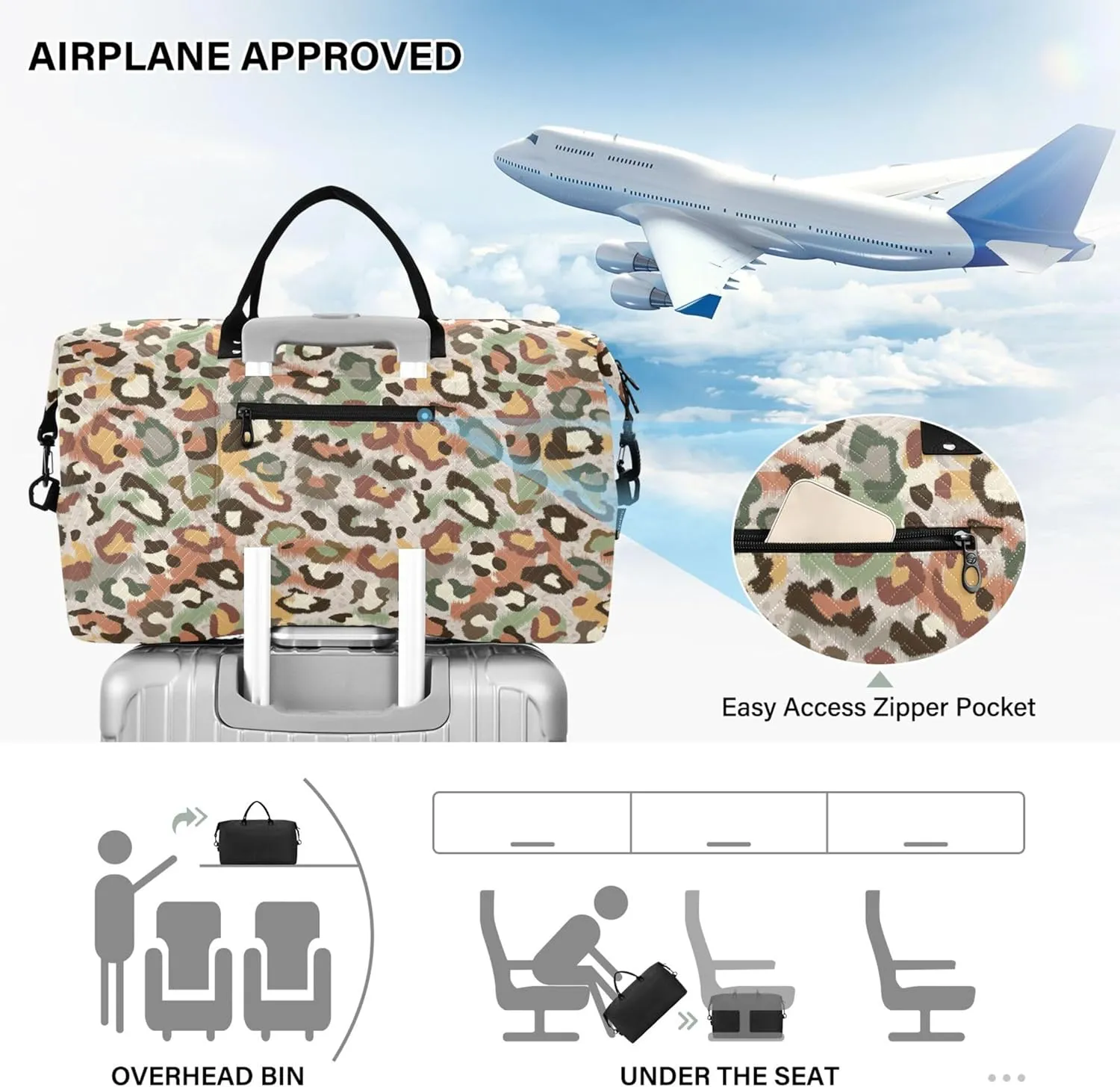 Camouflage Abstract Print Travel Duffle Bags Toiletry Bags Set, Prints Women Luggage Set Overnight Bags