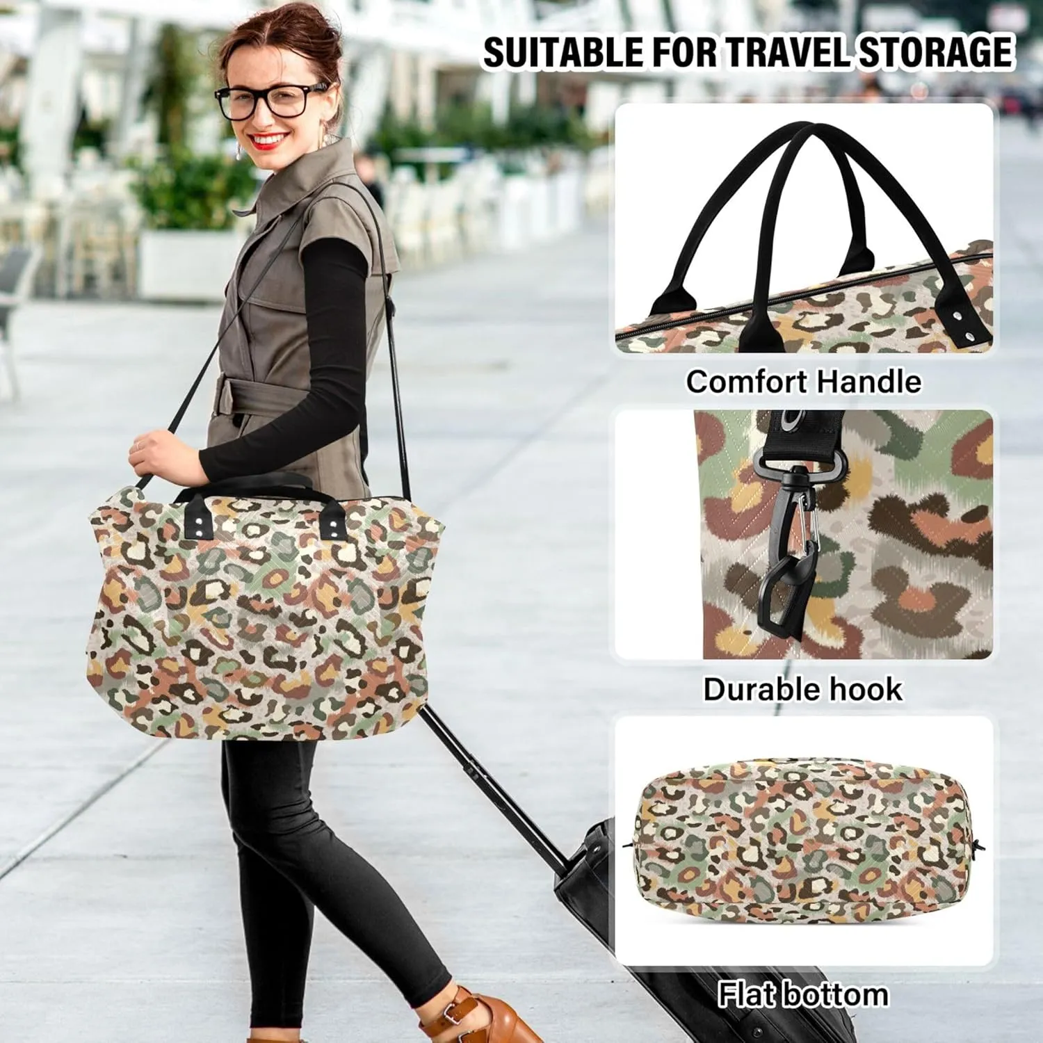 Camouflage Abstract Print Travel Duffle Bags Toiletry Bags Set, Prints Women Luggage Set Overnight Bags