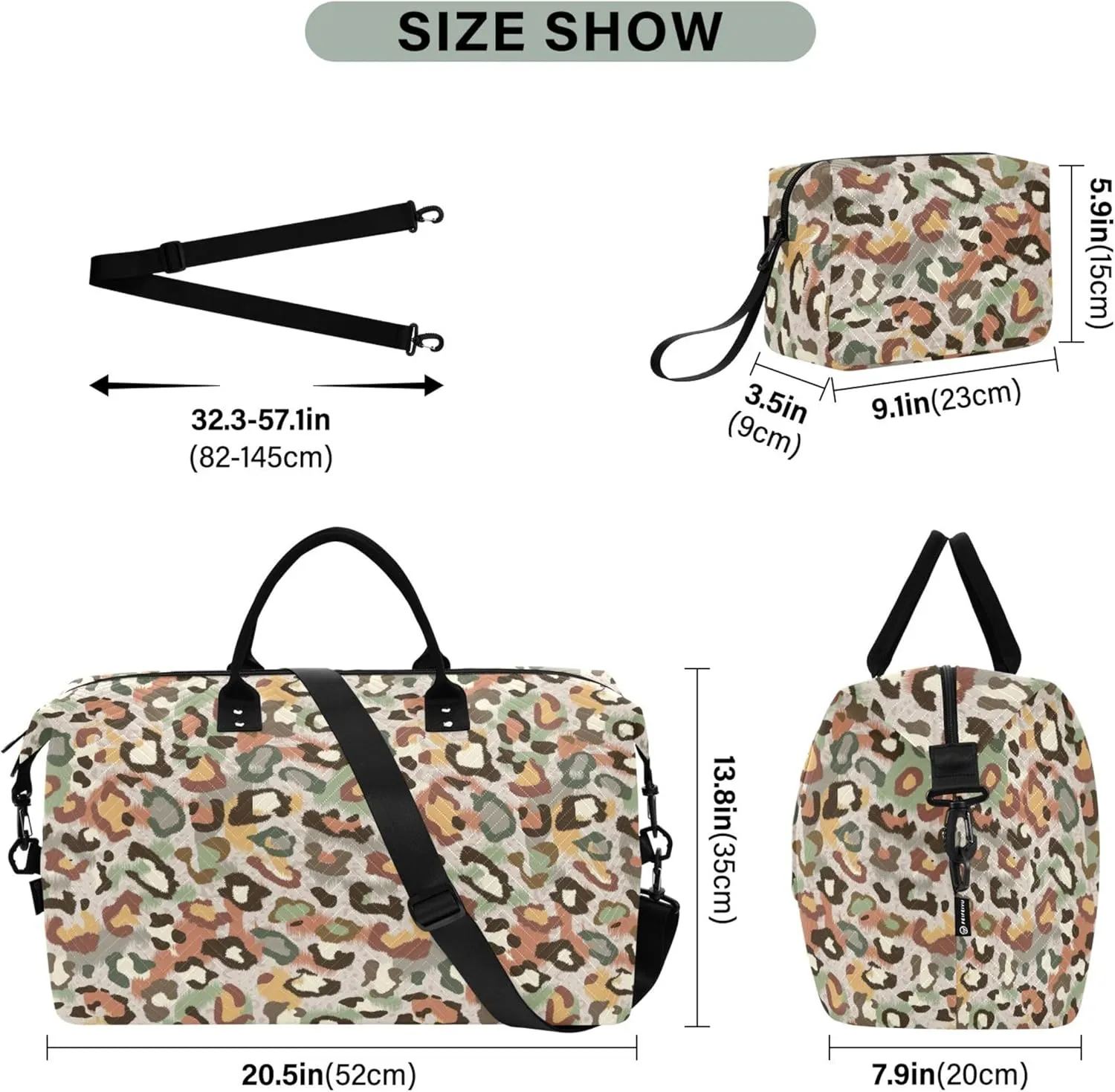 Camouflage Abstract Print Travel Duffle Bags Toiletry Bags Set, Prints Women Luggage Set Overnight Bags
