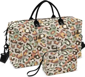 Camouflage Abstract Print Travel Duffle Bags Toiletry Bags Set, Prints Women Luggage Set Overnight Bags