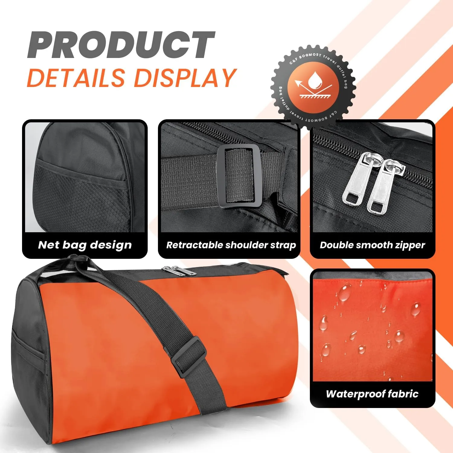 C&F BOGMOST Small Travel Duffel Bag Foldable Waterproof Gym Bag for Gym Beach Swim Bag Men Women Lightweight Oxford Cloth Sports Bag