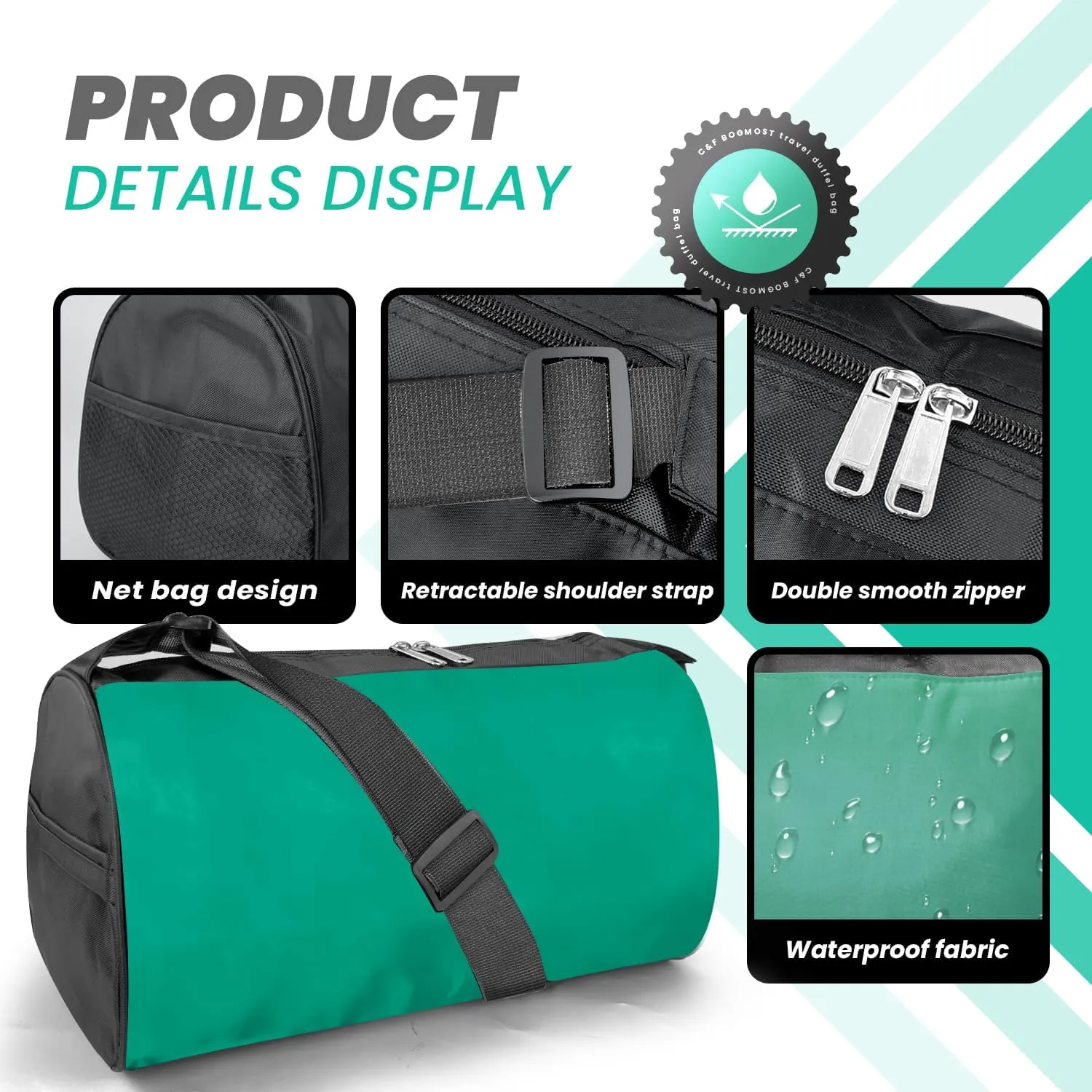 C&F BOGMOST Small Travel Duffel Bag Foldable Waterproof Gym Bags for Gym Beach Swim Bag Men Women Duffle Bag Lightweight Oxford Cloth Sports Bags-Green
