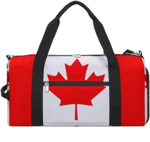 Canada Flag Gym Bag for Men Women Travel Duffle Bags with Shoes Compartment Swim Dance Yoga