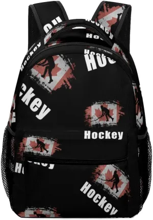 Canada Hockey Canadian Flag Casual Daypack Backpack Laptop Bag Cute Unisex for Travel Business Work