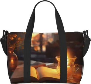 Candlelight night reading print Travel Bags Large Crossbody Bags Shoulder Bags Carry-on Spacious Bags Gym Bags