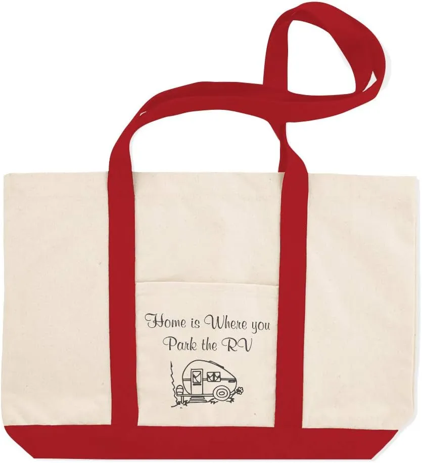 Canvas Shopping Tote Bag Home Is Where You Park The Rv Camping Rv Beach Bags for Women Camping Gifts