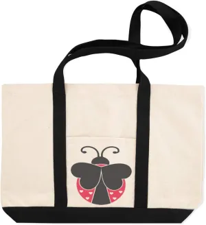Canvas Shopping Tote Bag Red & Black Ladybug Image Animals Wild Big Bug Beach for Women