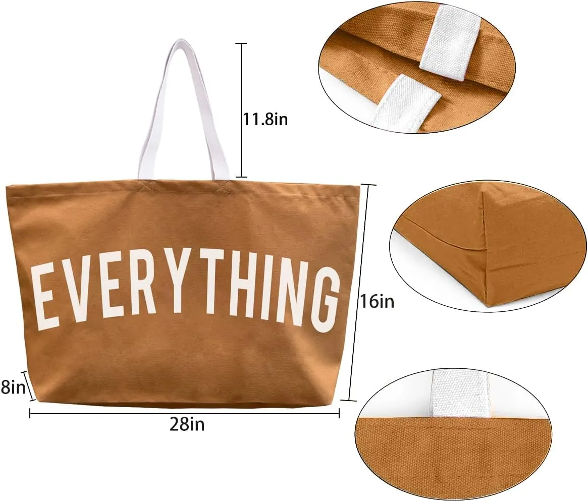 Canvas Tote Bag - Extra Large Shopping Beach Totes Bags Reusable Big Grocery Bag 28" x 8" x 16"