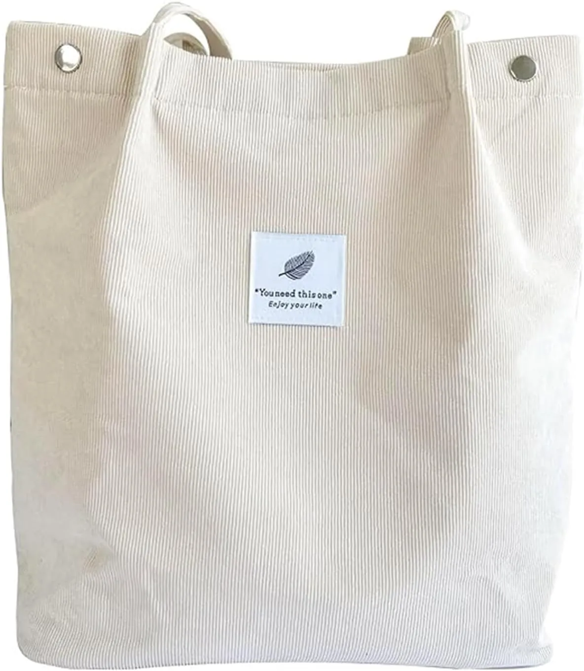 Canvas Tote Bag for Women, Large Capacity Corduroy Quilted Tote Bag with Inner Pockets, Durable Stylish ，Reusablee