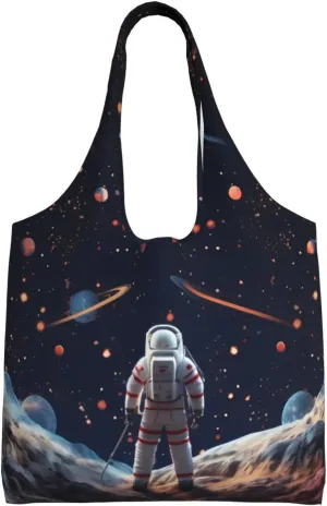 Canvas Tote Bag for Women Purse Astronauts and planets Handbags Totes Crossbody Shoulder Shopping Bag