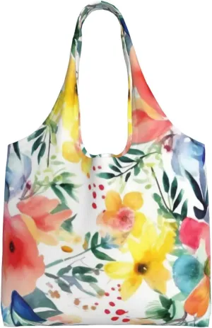 Canvas Tote Bag for Women Purse Bright floral watercolor Handbags Totes Crossbody Shoulder Shopping Bag