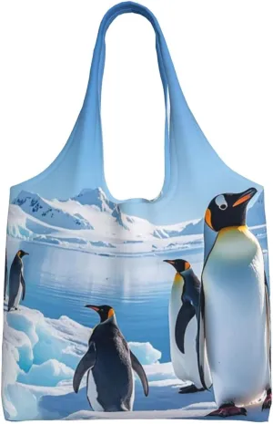 Canvas Tote Bag for Women Purse Penguin Antarctica Ice Handbags Totes Crossbody Shoulder Shopping Bag