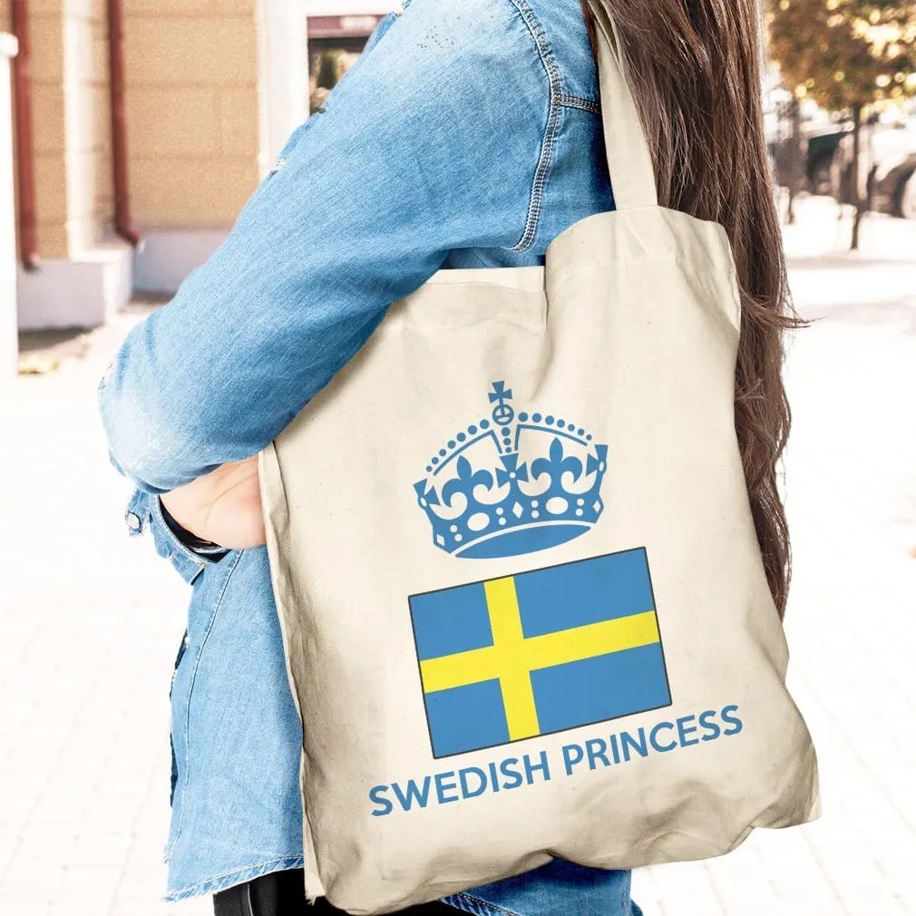 Canvas Tote Bag for Women Swedish Princess Crown Sweden Country Flag Beach Bags for Women