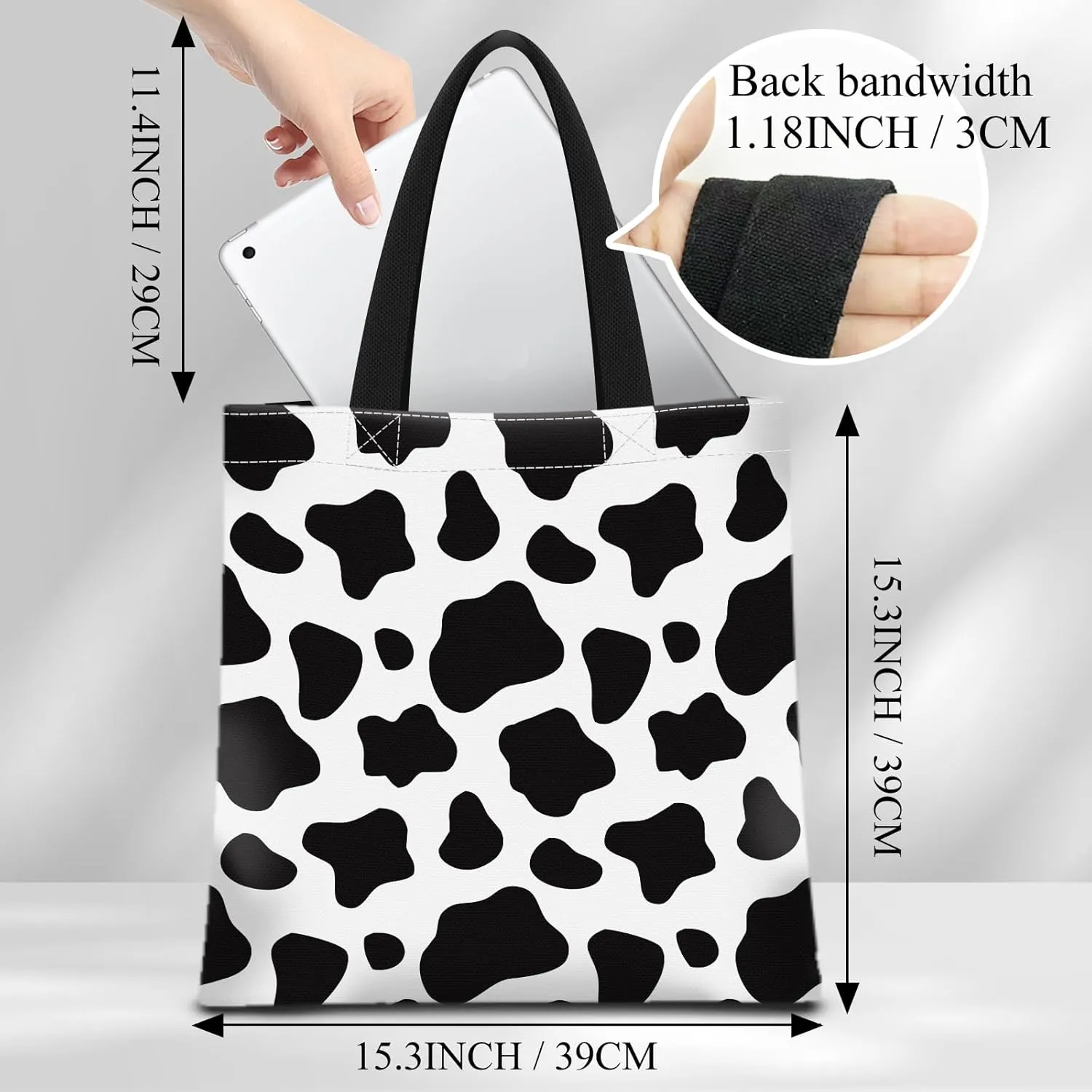 Canvas Tote Bag for Women，Cute Heavy-Duty Shoulder Bag with Zipper Pocket -Travel Tote for Grocery, Gym,Shopping