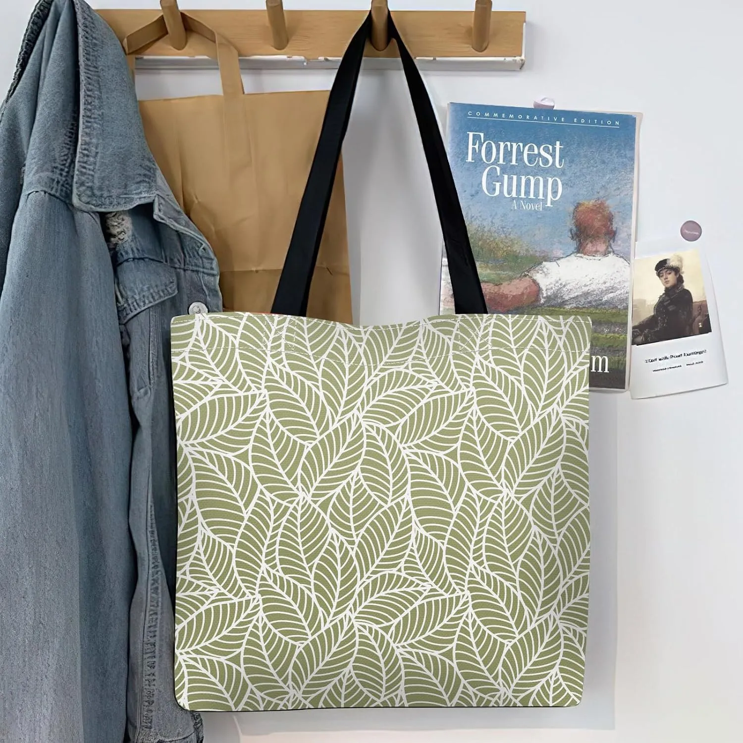 Canvas Tote Bag for Women，Cute Heavy-Duty Shoulder Bag with Zipper Pocket -Travel Tote for Grocery, Gym,Shopping