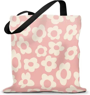 Canvas Tote Bag for Women，Cute Heavy-Duty Shoulder Bag with Zipper Pocket -Travel Tote for Grocery, Gym,Shopping