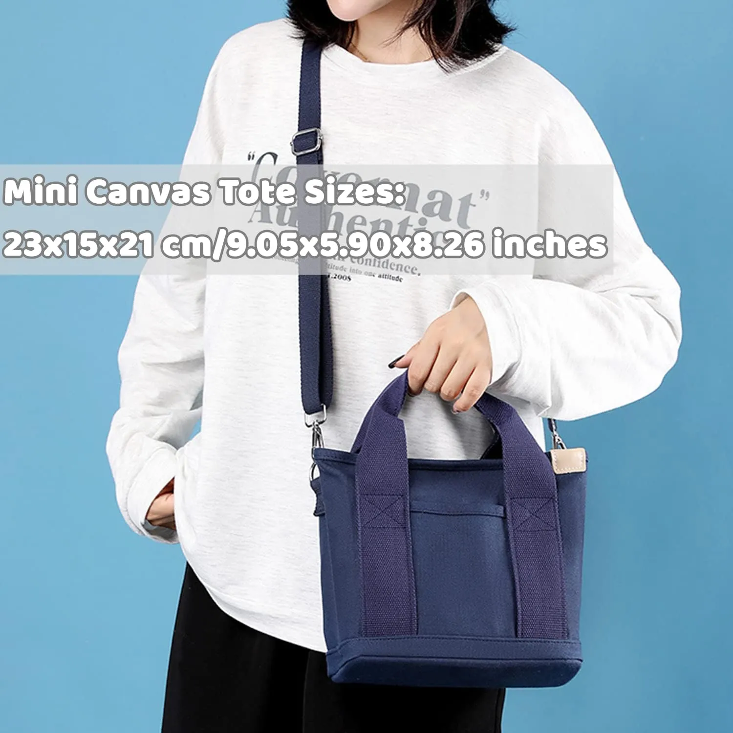 Canvas Tote Bag for Women,Small Totes Bags with Zipper Cute Crossbody Purse with Pockets Large Shoulder Handbag,2 Sizes