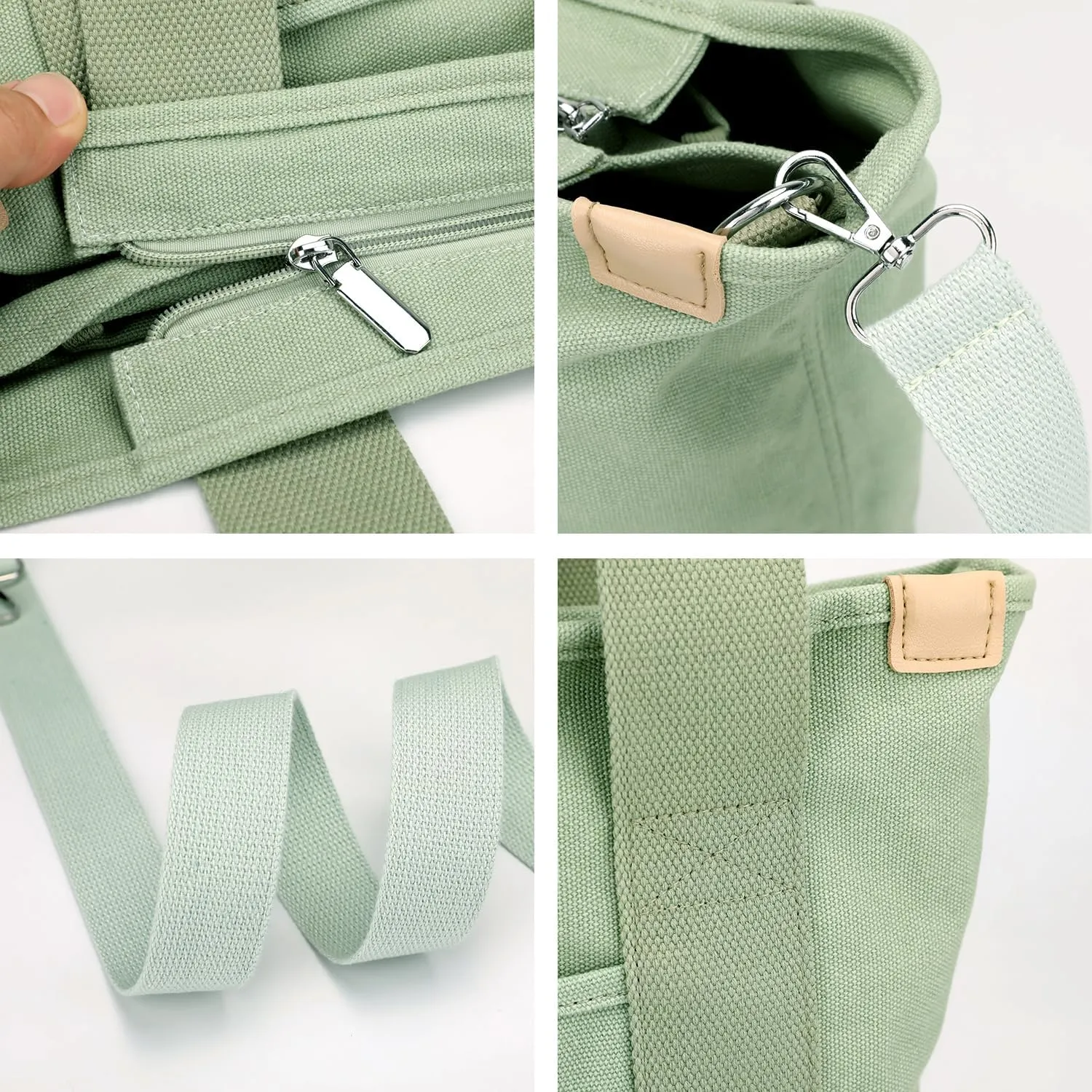 Canvas Tote Bag for Women,Small Totes Bags with Zipper Cute Crossbody Purse with Pockets Large Shoulder Handbag,2 Sizes