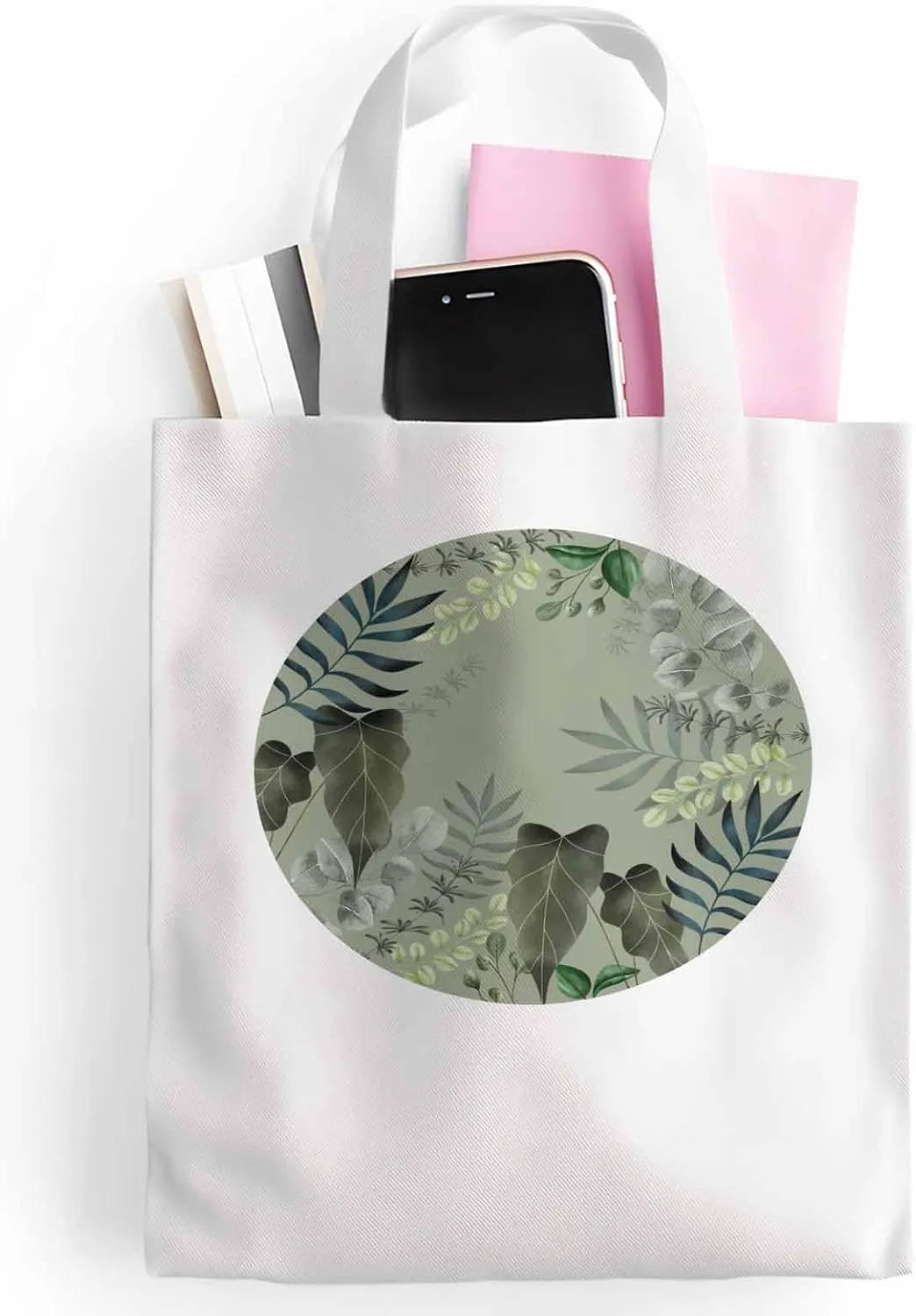 Canvas Tote Bags for Women,Paastoral Plant Leaf Reusable Grocery Bags Shopping Bag Green Botanical Shoulder Bag Totes