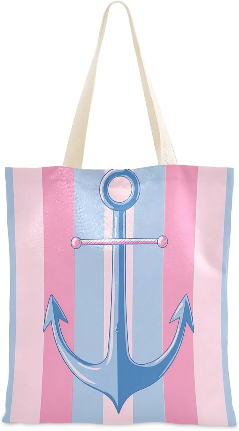 Canvas Tote Bags Spear on Stripe Multi-Purpose Reusable Canvas Bags Use for Grocery Bags,Shopping Bags,Gift Bags