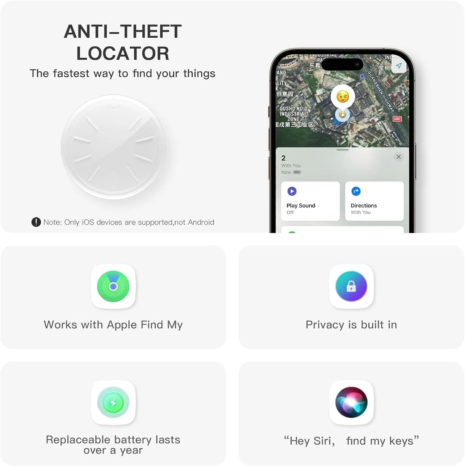 Car GPS Tracking Device for Vehicles, Cars etc,2 PCS Real Time Mini Hidden Car Tracker with Waterproof Case, Work with Find My (iOS Only), No Monthly Fee