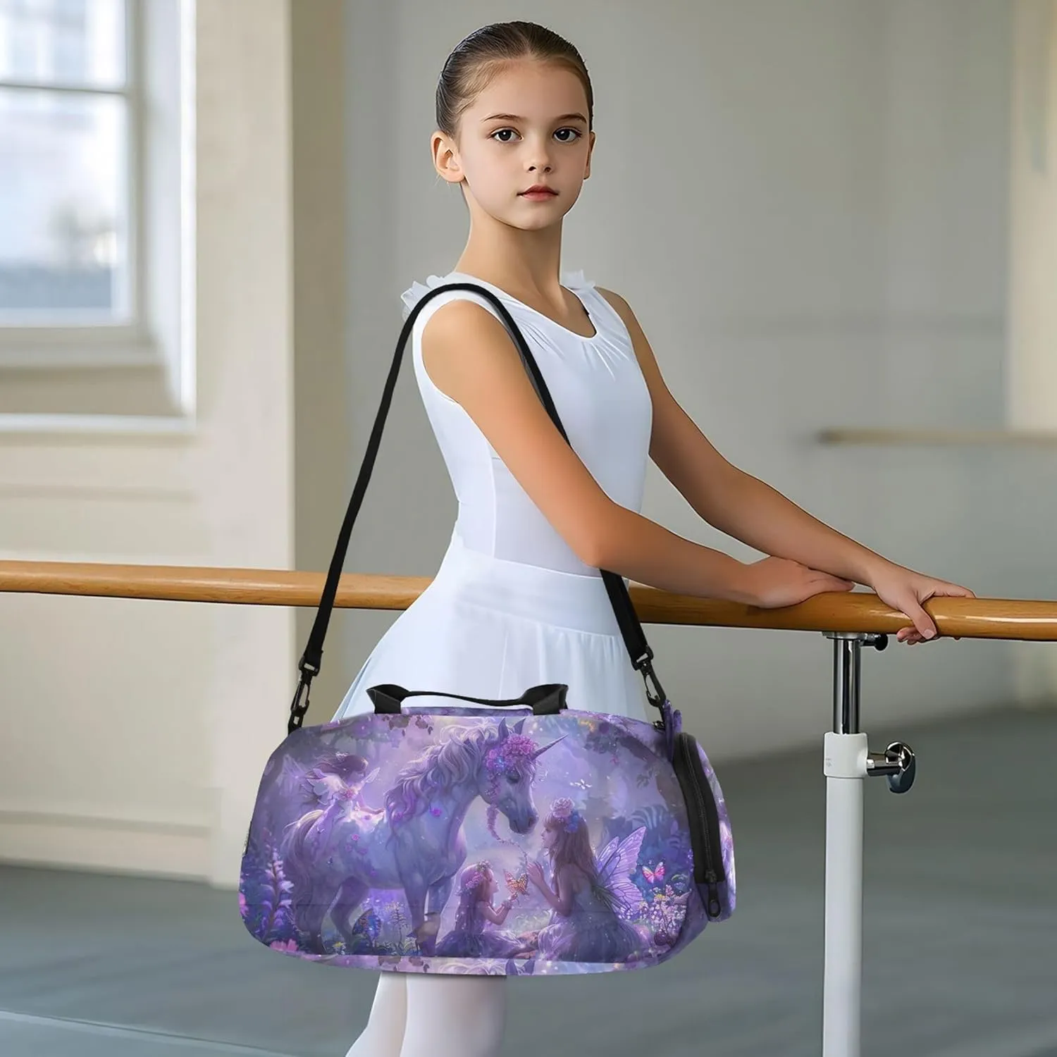 Carry on Duffel Bag Boy Overnight Bags Toddler Purple Unicorns Girls Tote Duffle Bags Travel Shoe Compartment