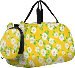 Carry on Duffel Bag Boy Weekender Overnight White Daisies Yellow Girls Duffle Bags for Travel Kids Dance Duffle