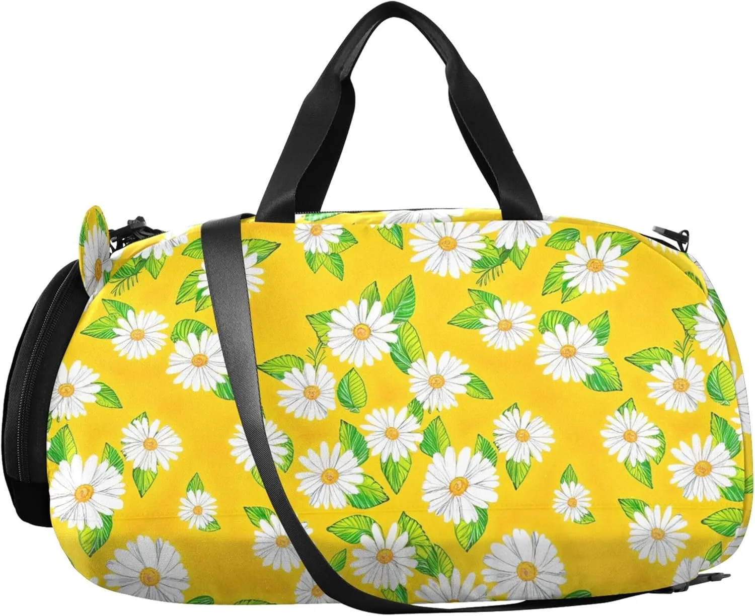 Carry on Duffel Bag Boy Weekender Overnight White Daisies Yellow Girls Duffle Bags for Travel Kids Dance Duffle
