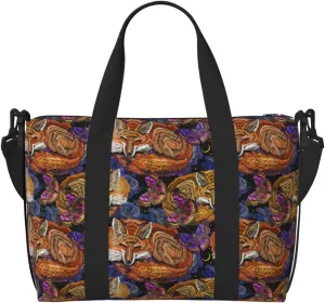 Carry On Duffle Bags Overnight Weekender Bags for Women, Tribal Fox Butterfly Personal Item Travel Bag, Travel Essentials Sport Gym Bag for Men Women