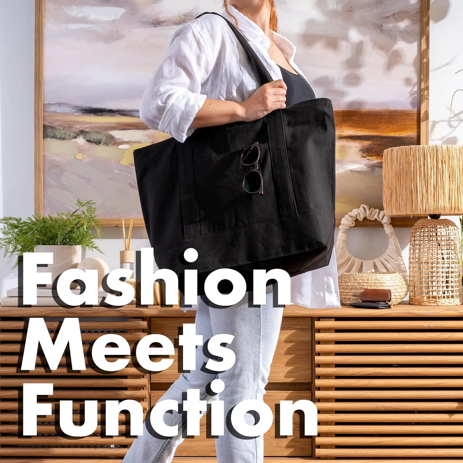 Carrywell (Not Made in China) Canvas Tote Bags In Bulk, Reusable Shopping Bags, Organic Cotton Cloth