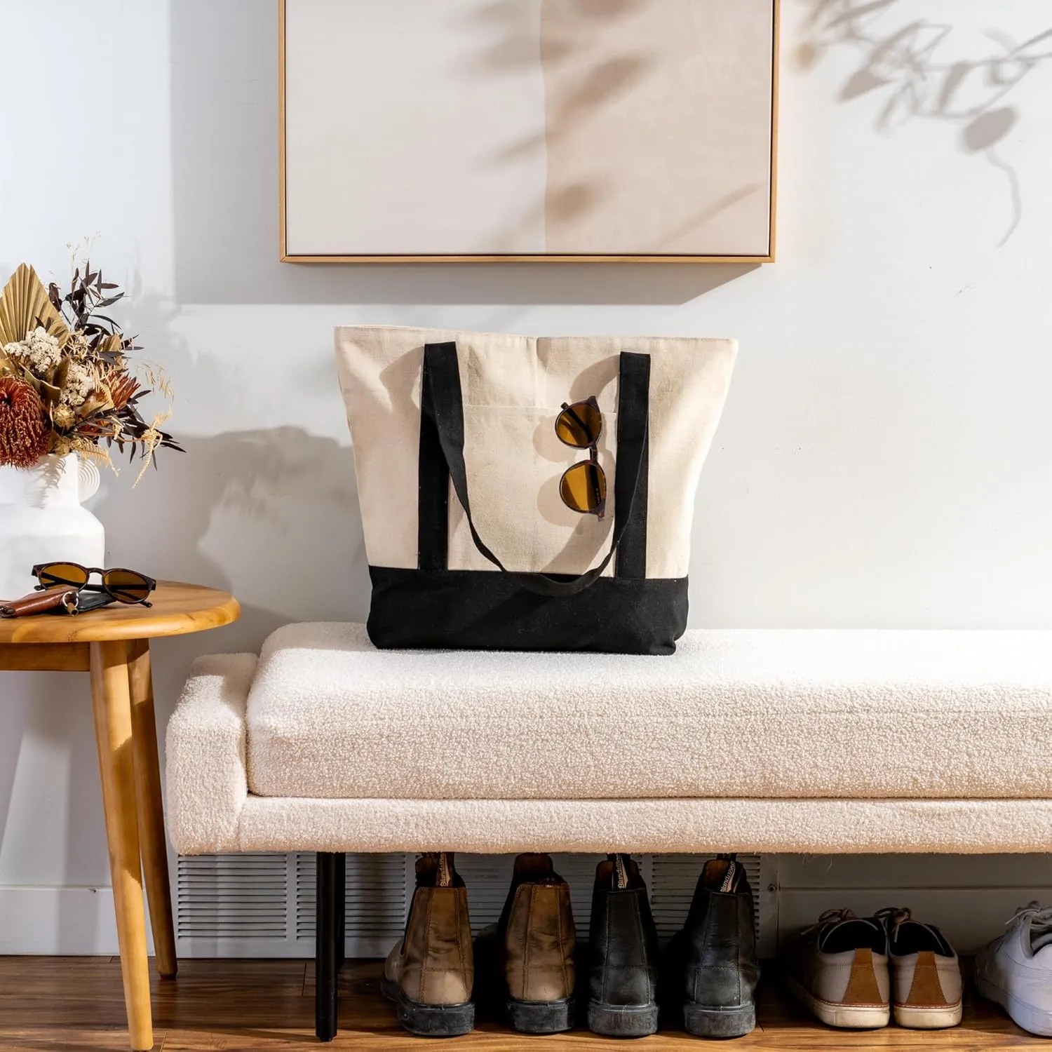 Carrywell (Not Made in China) Canvas Tote Bags In Bulk, Reusable Shopping Bags, Organic Cotton Cloth