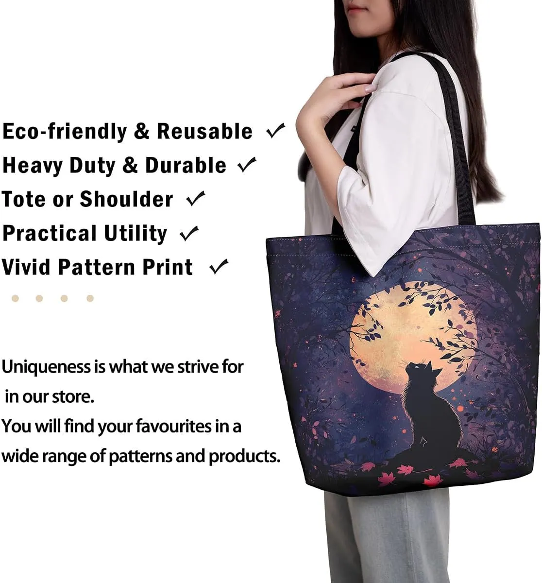Cartoon Animal Canvas Tote Bag 19.7x5.1 Inch Adults Shoulder Handbags for Shopping Gym