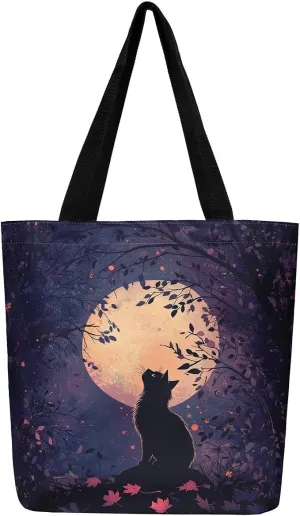Cartoon Animal Canvas Tote Bag 19.7x5.1 Inch Adults Shoulder Handbags for Shopping Gym