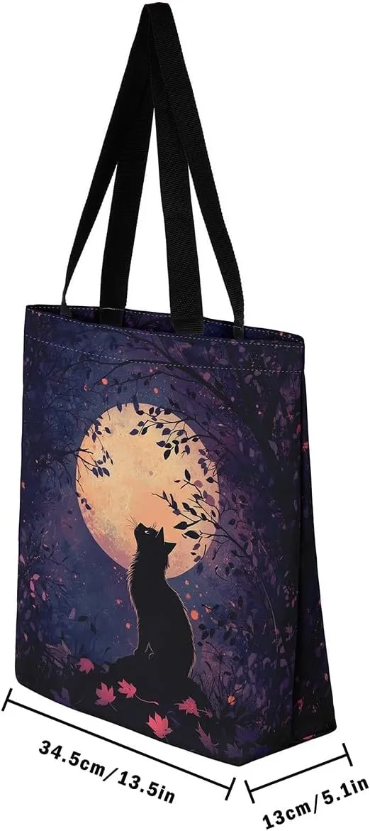Cartoon Animal Canvas Tote Bag 19.7x5.1 Inch Adults Shoulder Handbags for Shopping Gym