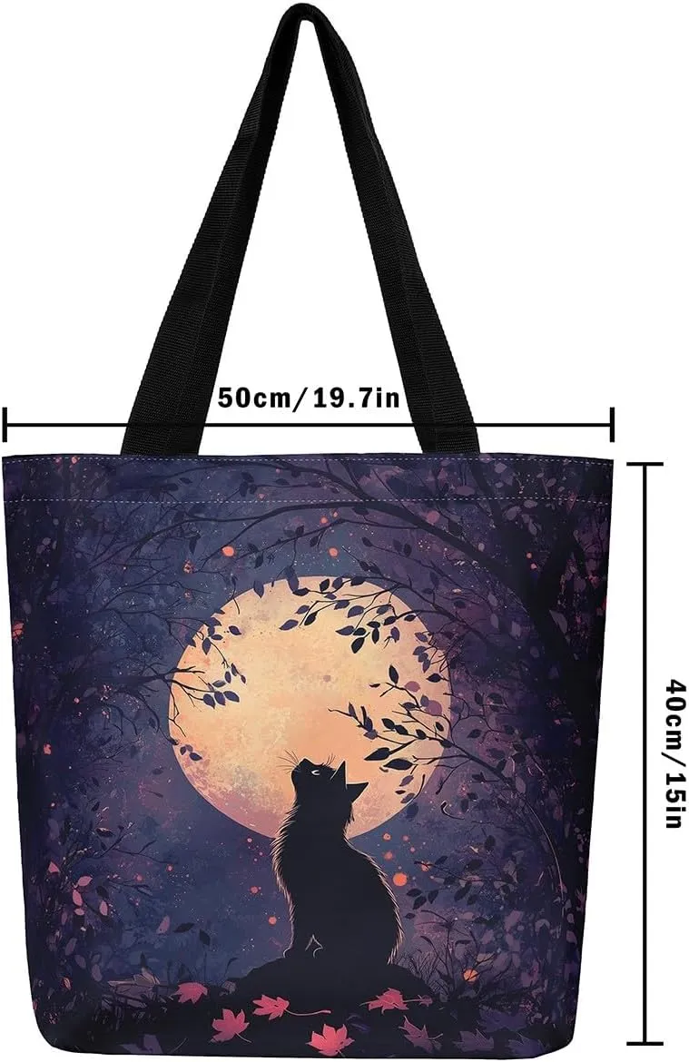 Cartoon Animal Canvas Tote Bag 19.7x5.1 Inch Adults Shoulder Handbags for Shopping Gym