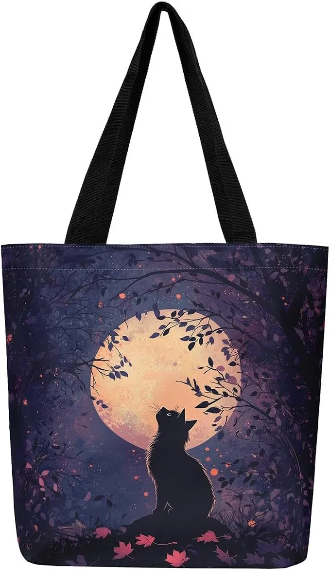 Cartoon Animal Canvas Tote Bag 19.7x5.1 Inch Adults Shoulder Handbags for Shopping Gym