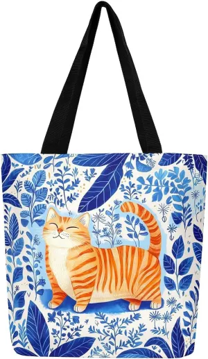Cartoon Animal Canvas Tote Bag 19.7x5.1 Inch Adults Shoulder Handbags for Shopping Gym