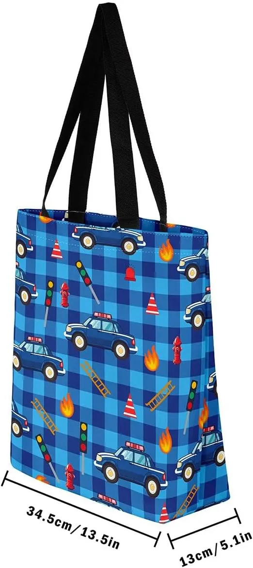 Cartoon Car Trucks Canvas Tote Bag 19.7x5.1 Inch Aesthetic Tote Bag for Adults Shopping Gym