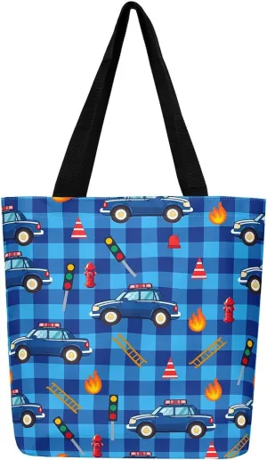 Cartoon Car Trucks Canvas Tote Bag 19.7x5.1 Inch Aesthetic Tote Bag for Adults Shopping Gym