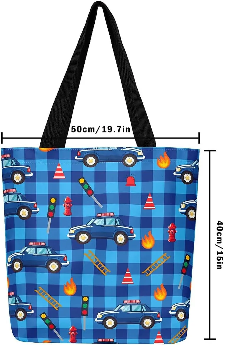 Cartoon Car Trucks Canvas Tote Bag 19.7x5.1 Inch Aesthetic Tote Bag for Adults Shopping Gym