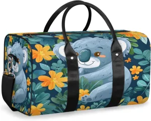 Cartoon Koala Travel Duffle Bag, Sports Gym Bags for Women Men, Carry On Weekender Overnight Workout Airplane Trips Bag