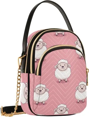 Cartoon Sheep Crossbody Bags for Women Small Sling Cross Body Bag Fanny Pack Wallet Phone Mini Purse