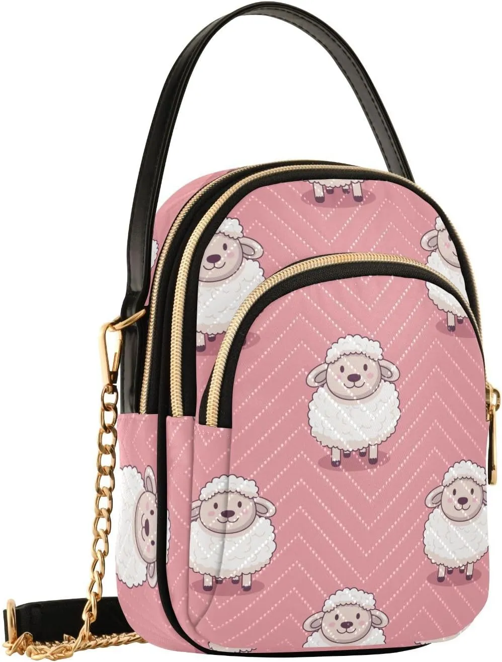 Cartoon Sheep Crossbody Bags for Women Small Sling Cross Body Bag Fanny Pack Wallet Phone Mini Purse
