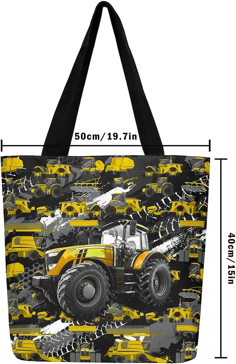 Cartoon Train Canvas Tote Bag,Retro Train Reusable Grocery Handbag