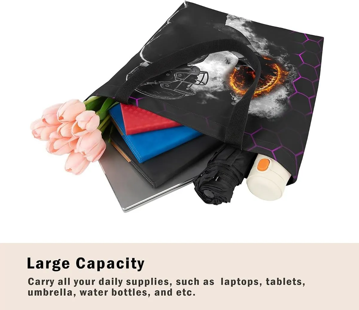 Castle Fairy Gamer Canvas Tote Bag Aesthetic for Women,Ball Sports Reusable Grocery Handbag