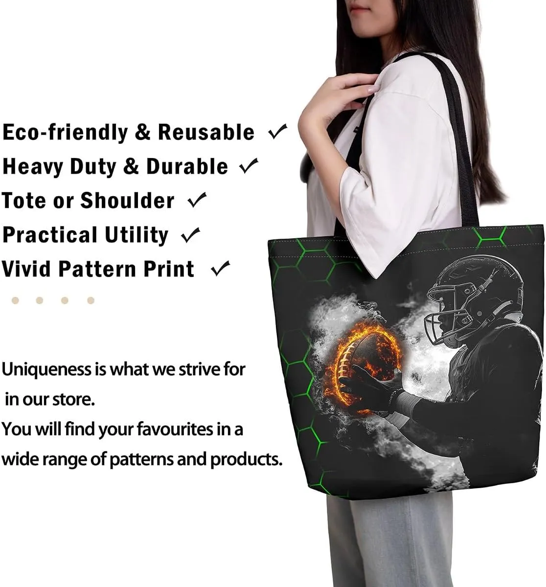 Castle Fairy Gamer Canvas Tote Bag Aesthetic for Women,Ball Sports Reusable Grocery Handbag