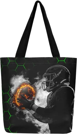 Castle Fairy Gamer Canvas Tote Bag Aesthetic for Women,Ball Sports Reusable Grocery Handbag